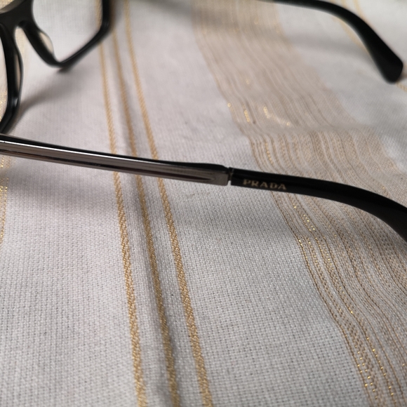 PRADA VPR 15N BRO-1O1 Eyeglasses Frames Black Polished Silver Square 56-17-140 - Picture 11 of 12